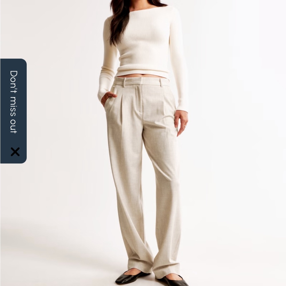 A&F Tailored Cream Straight Pants